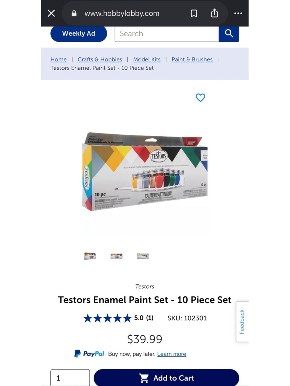 Sealed Testors Enamel Paint Set 10-Piece Multi-Surface Paints with Brush Arts